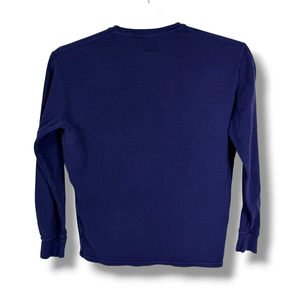Polo Ralph Lauren Thermal Shirt Men 2XL Navy Blue Waffle Knit Cotton Long Sleeve